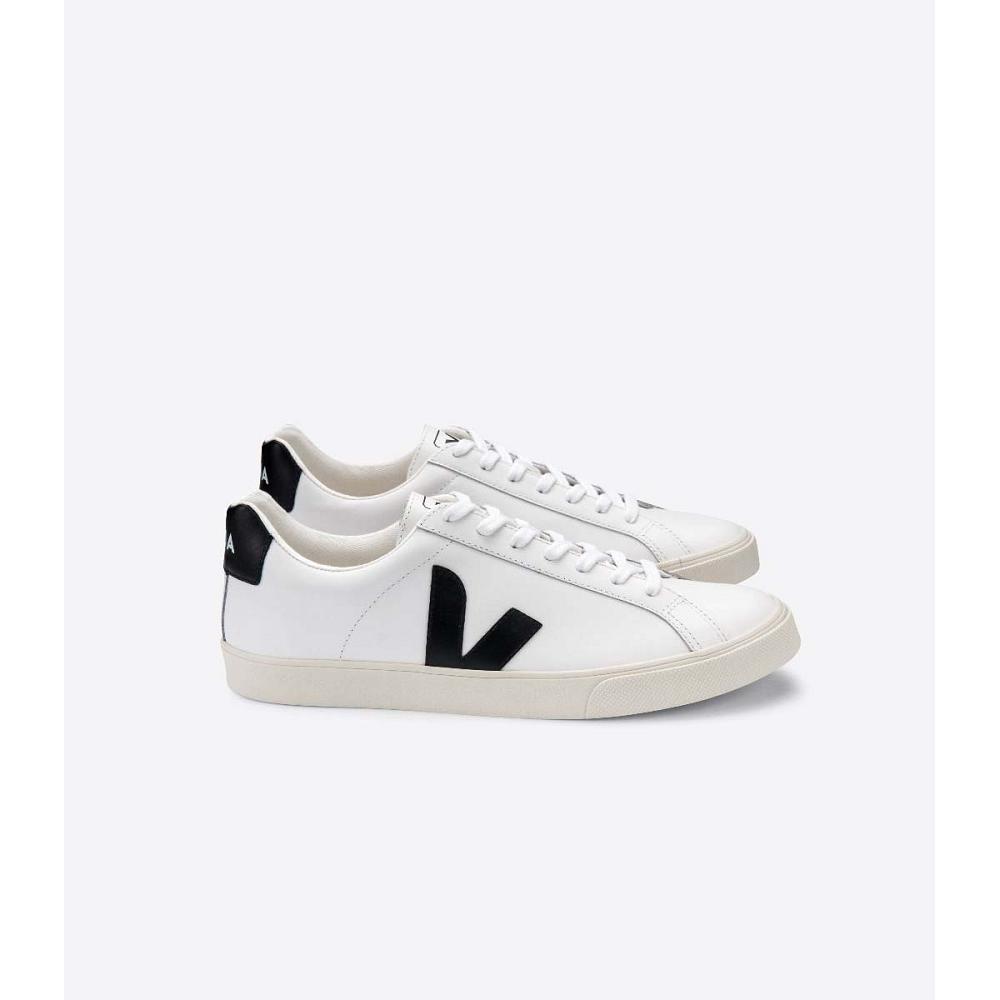 White/Black Men\'s Veja ESPLAR LEATHER Sneakers | AU 306LIS